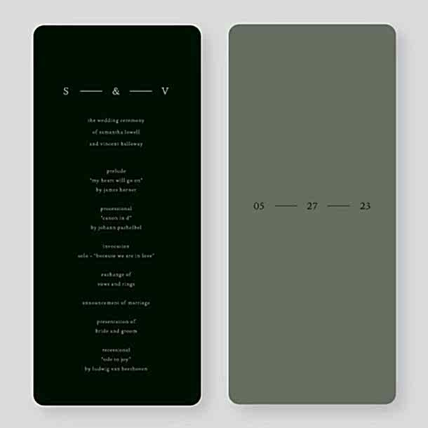 green wedding menu