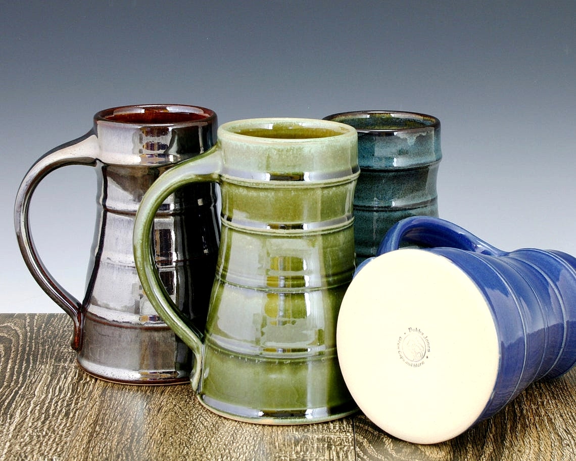 Multicolor ceramic beer steins make the ideal anniversary gift for the craft beer fan in your life
