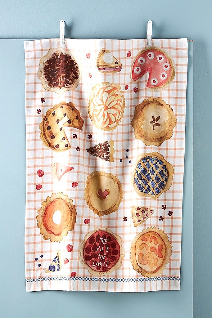 pie printed dish towel