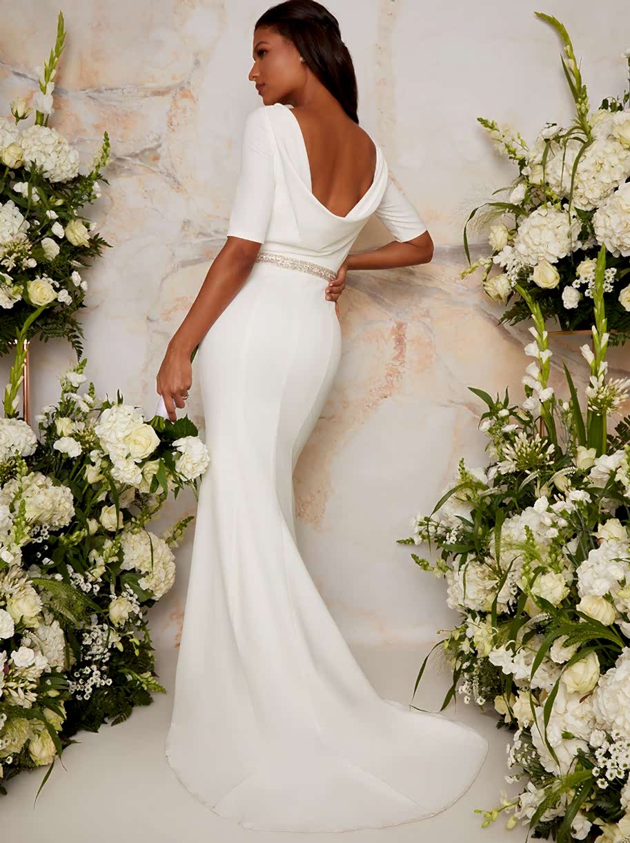 open back long sleeve wedding dress