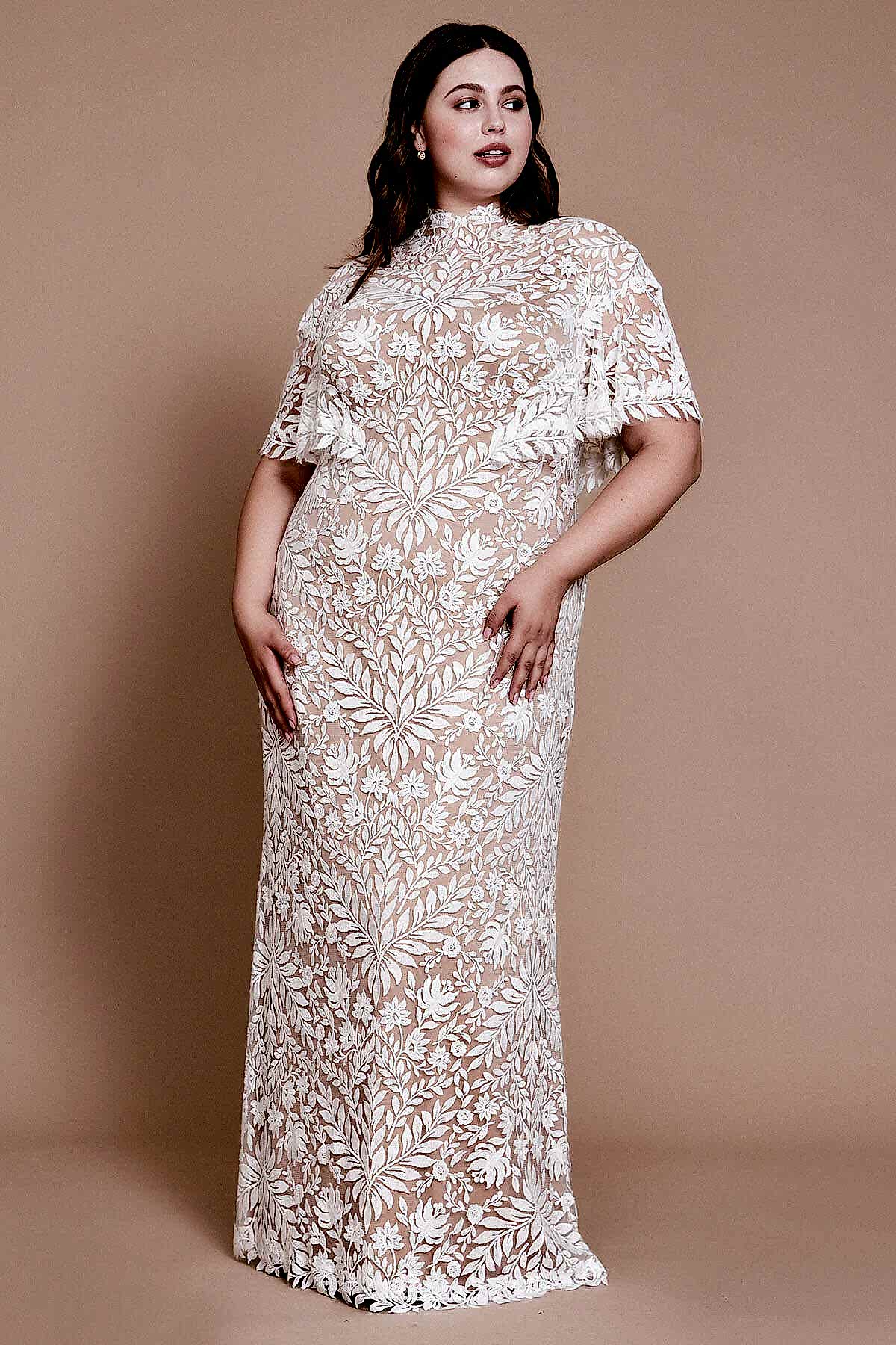 lace overlay plus size dress