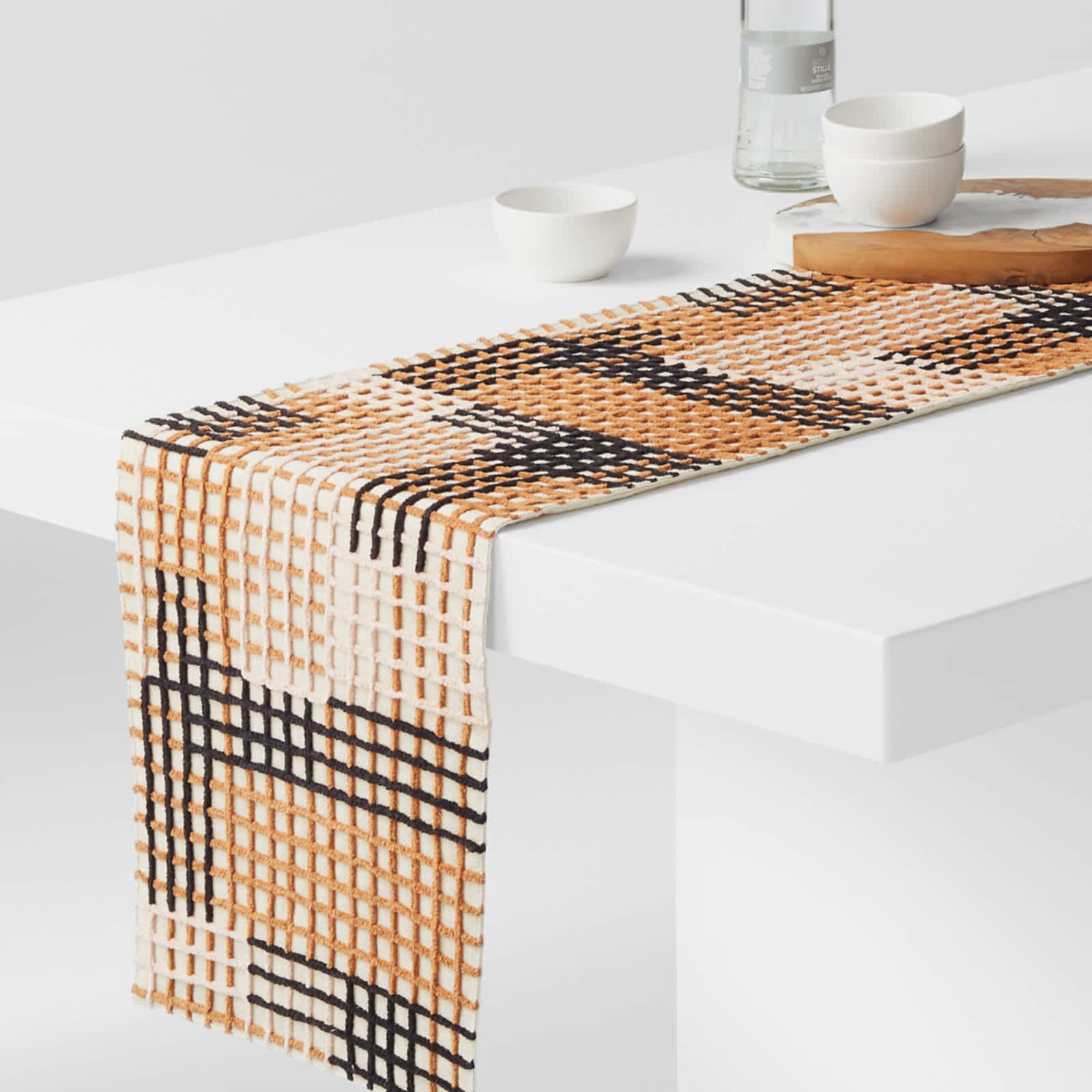 orange black and cream table runner