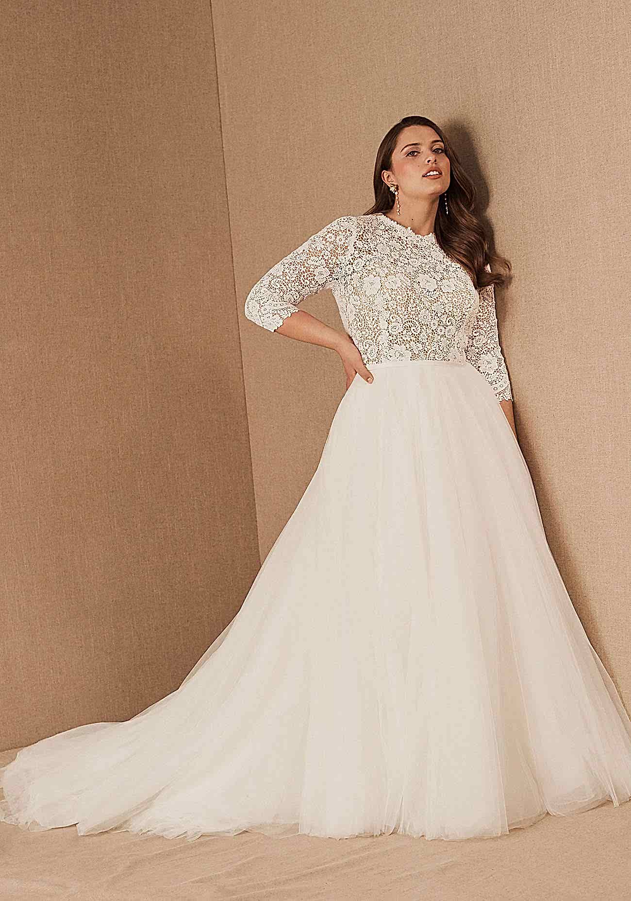 plus size lace long sleeve dress