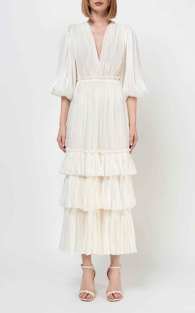 white puff sleeve dress