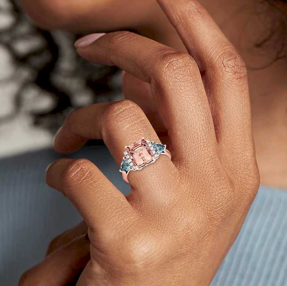 morganite and aquamarine ring