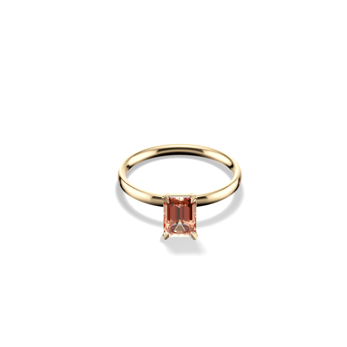 champagne sapphire emerald cut ring