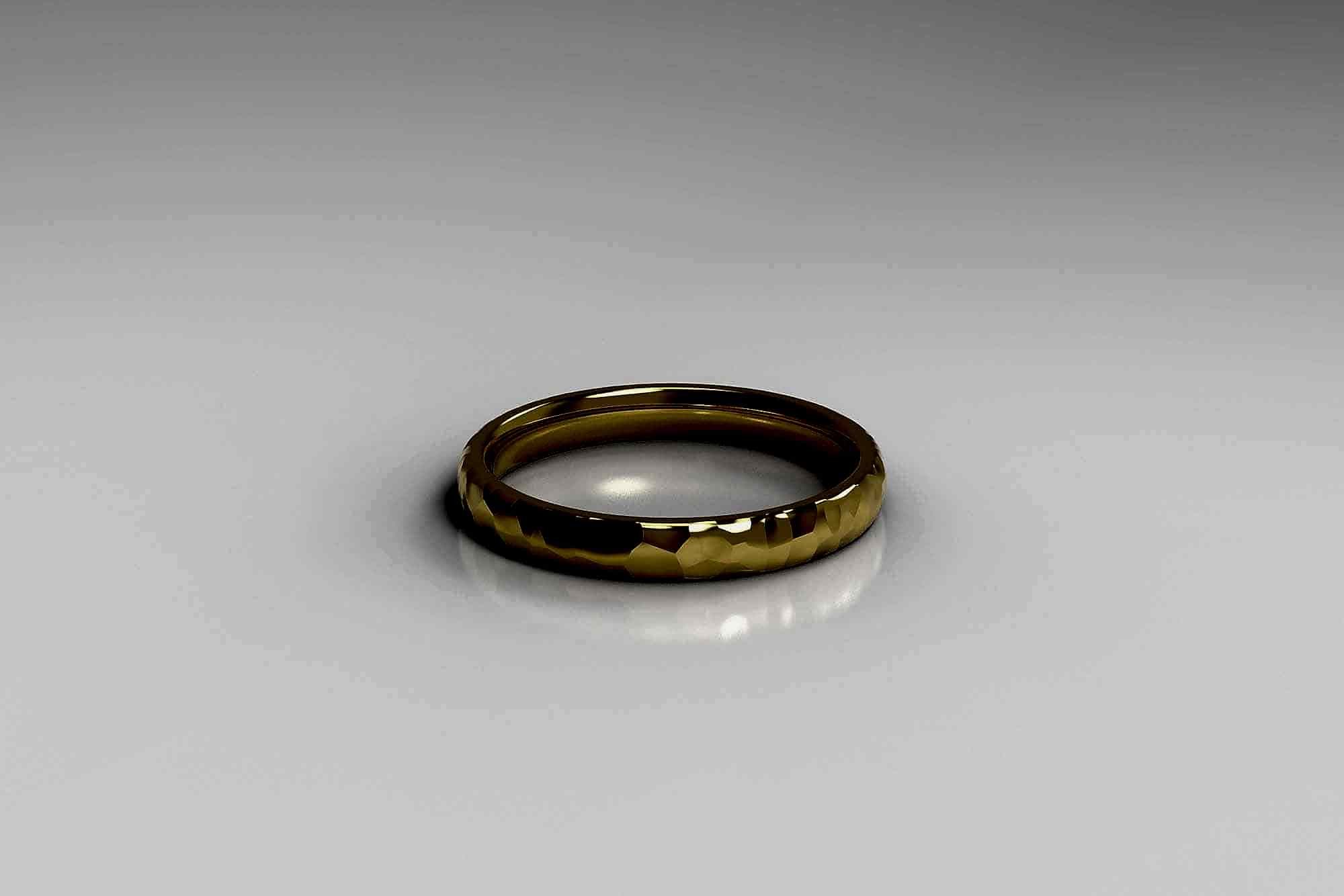 gold hammered wedding band