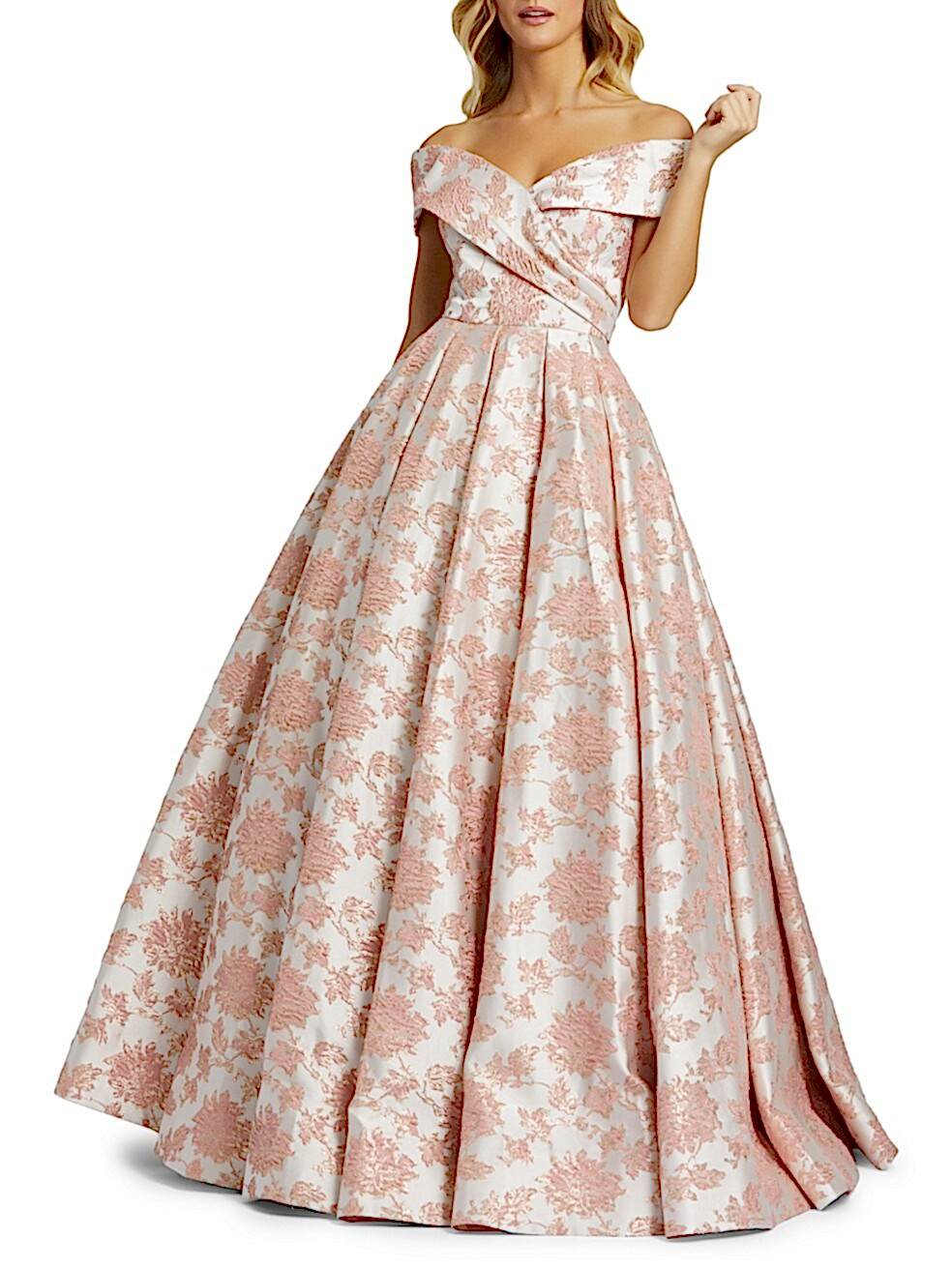 Pink and white ball gown