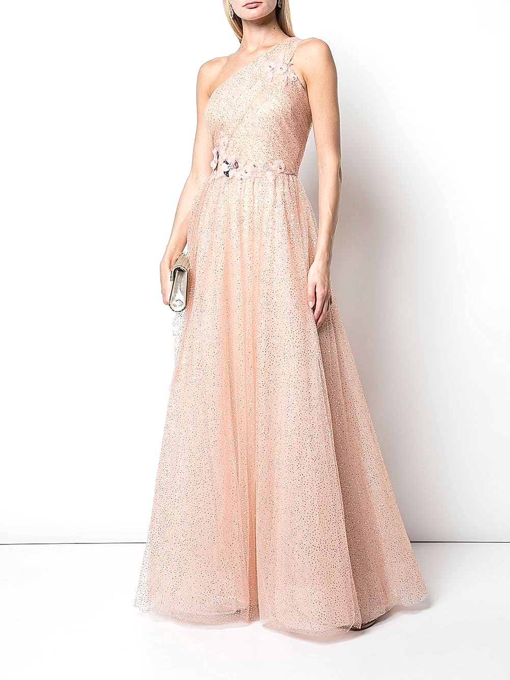 asymmetrical blush wedding dress