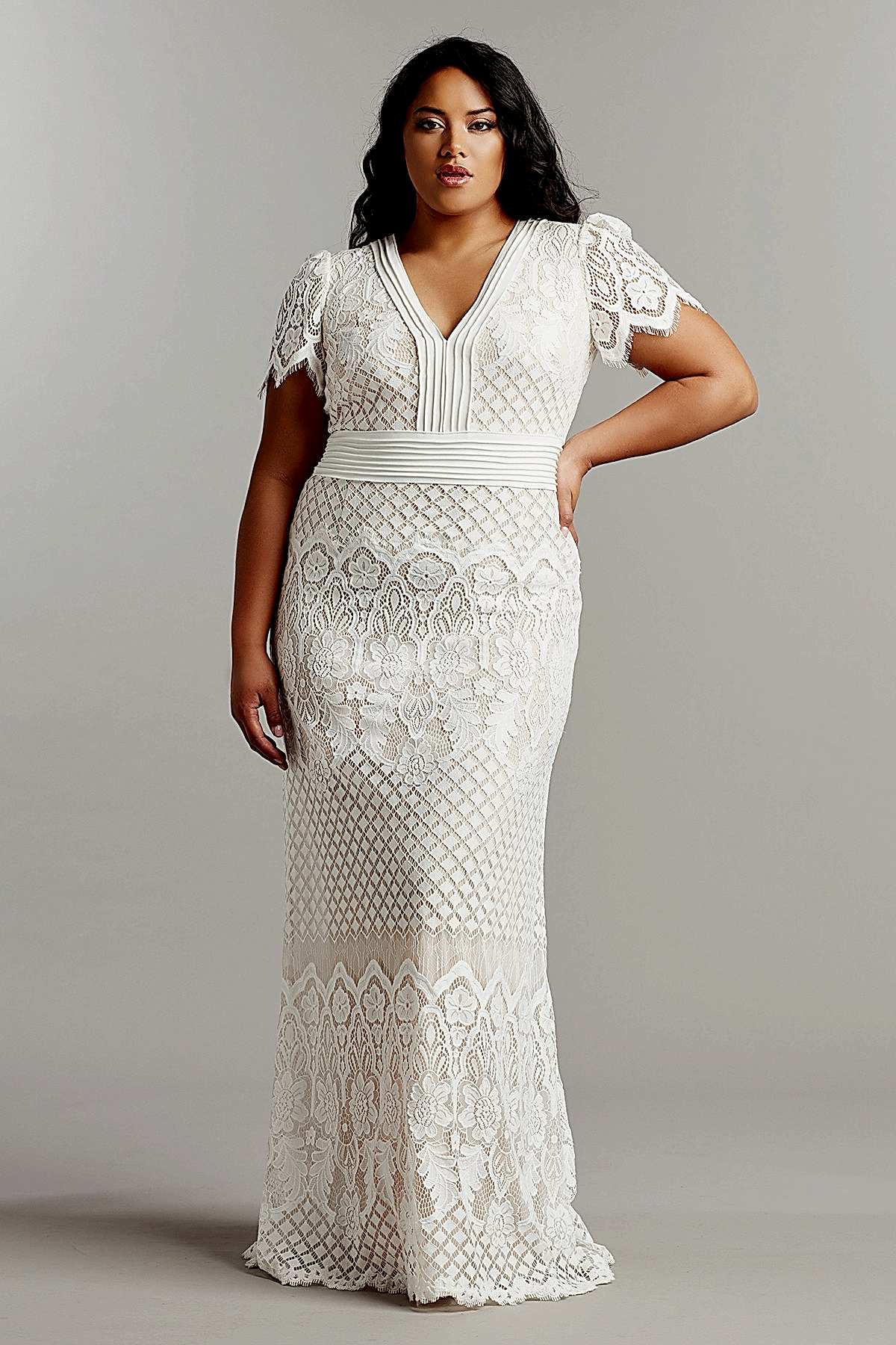 Plus sized lace wedding dress