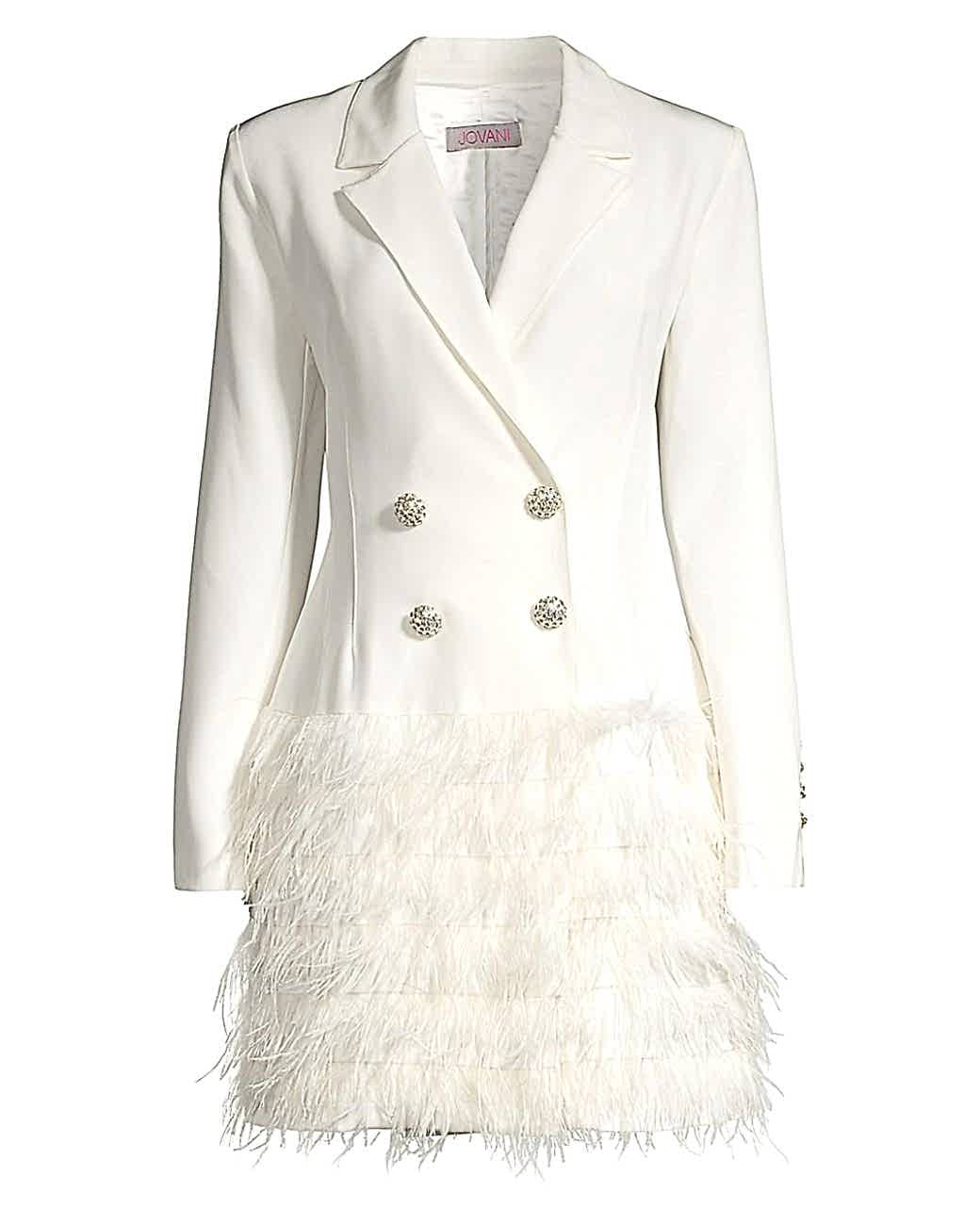 white feathered jacket