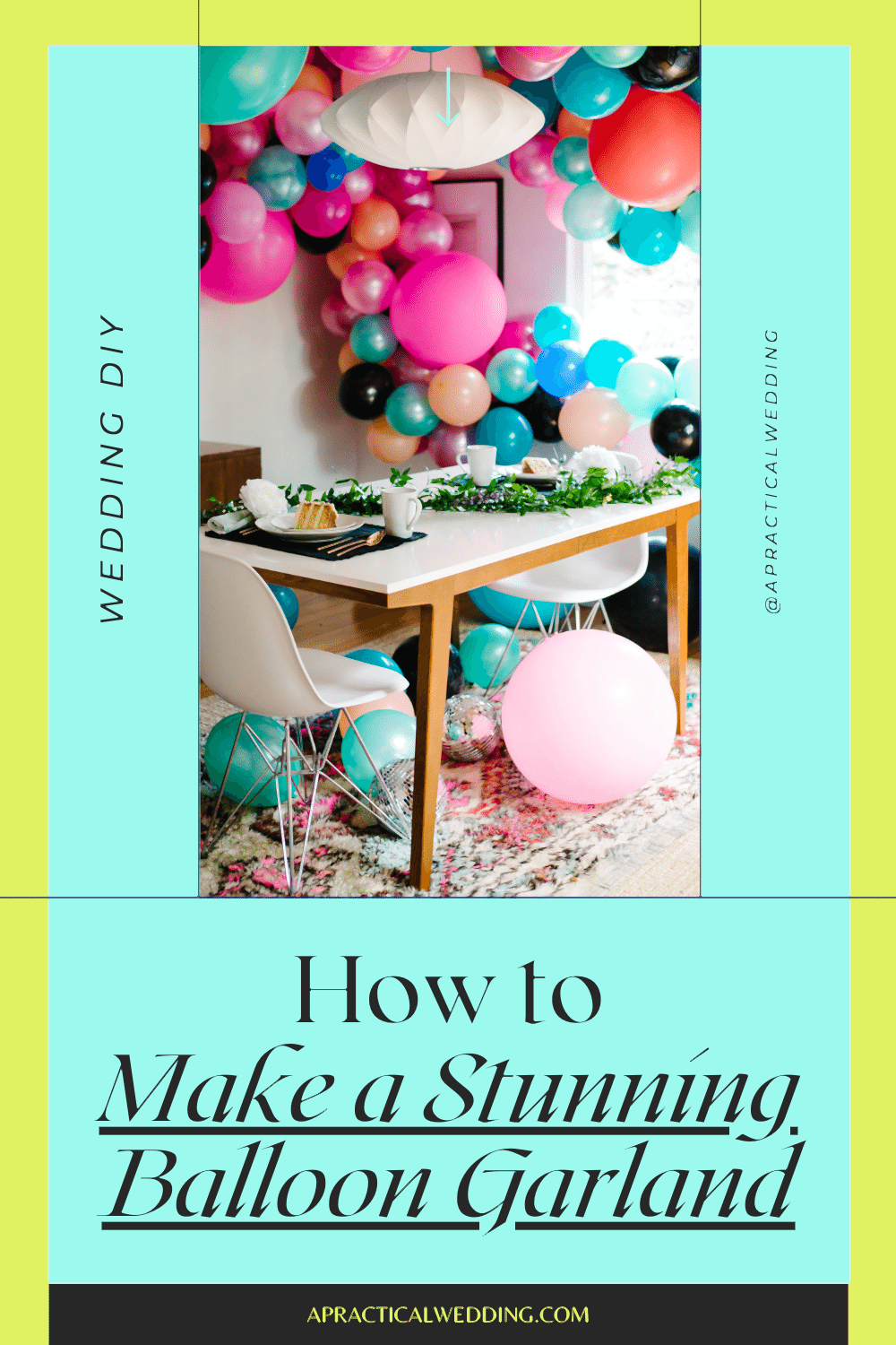 balloon garland pin with image of balloons in dining room