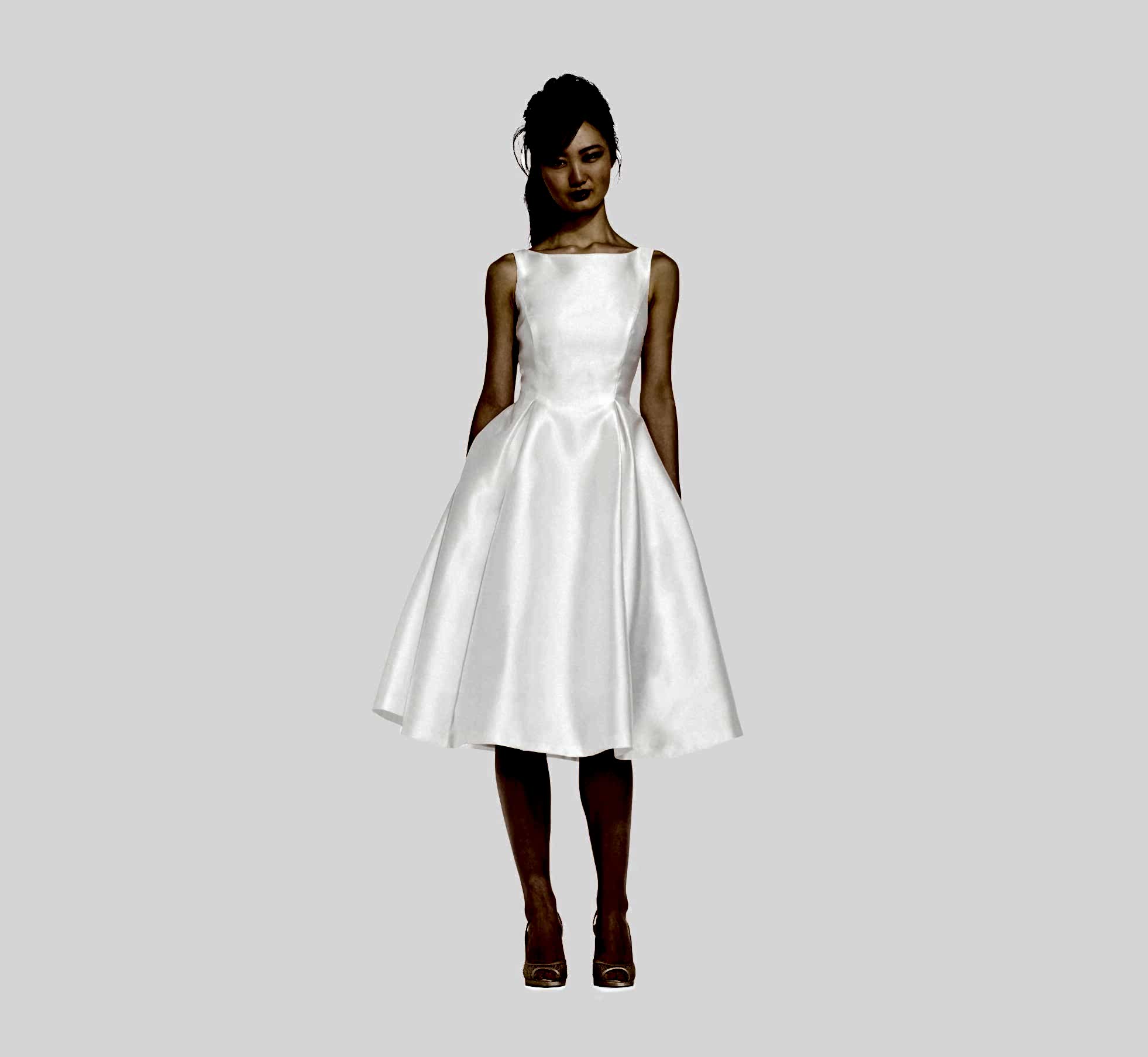 tea length white dress