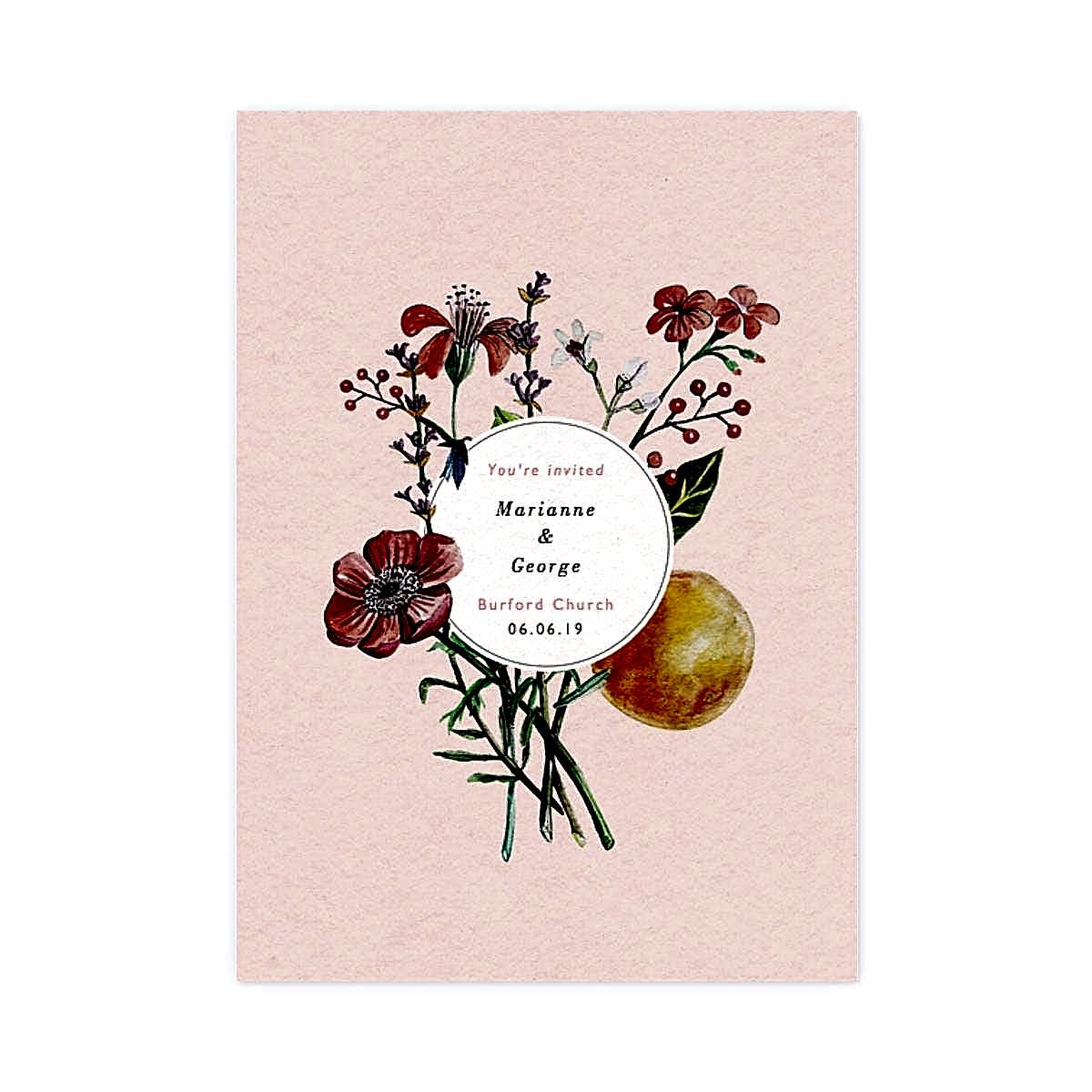 fruit and flower wedding invite