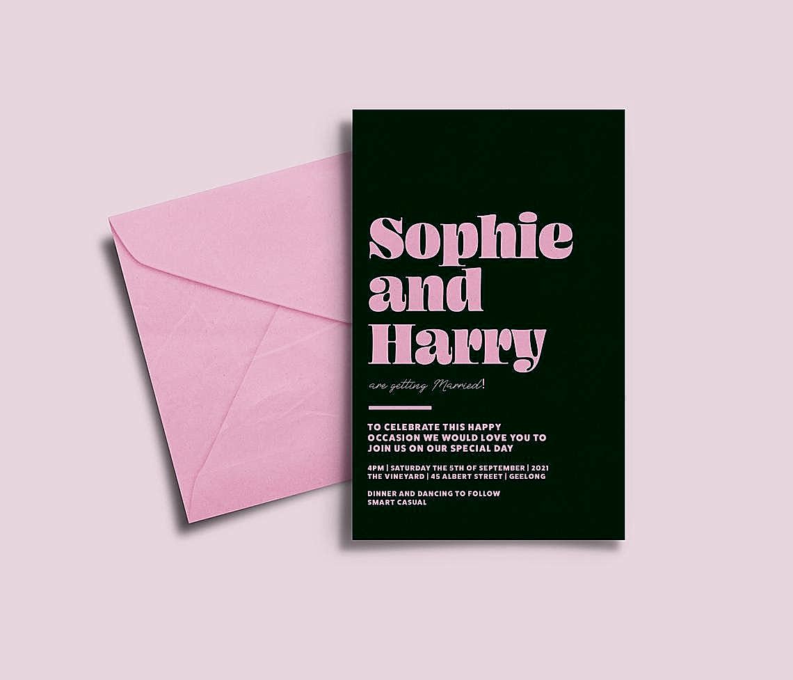 retro font wedding invitations