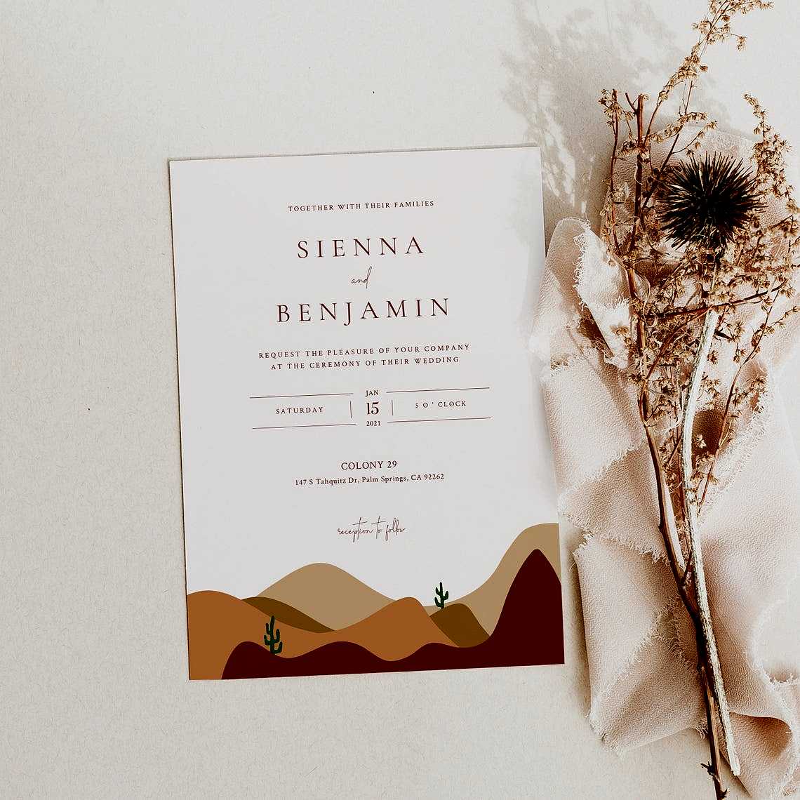 desert themed wedding invitation