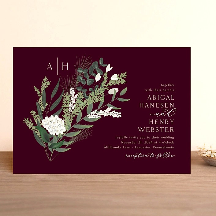 greenery wedding invitation