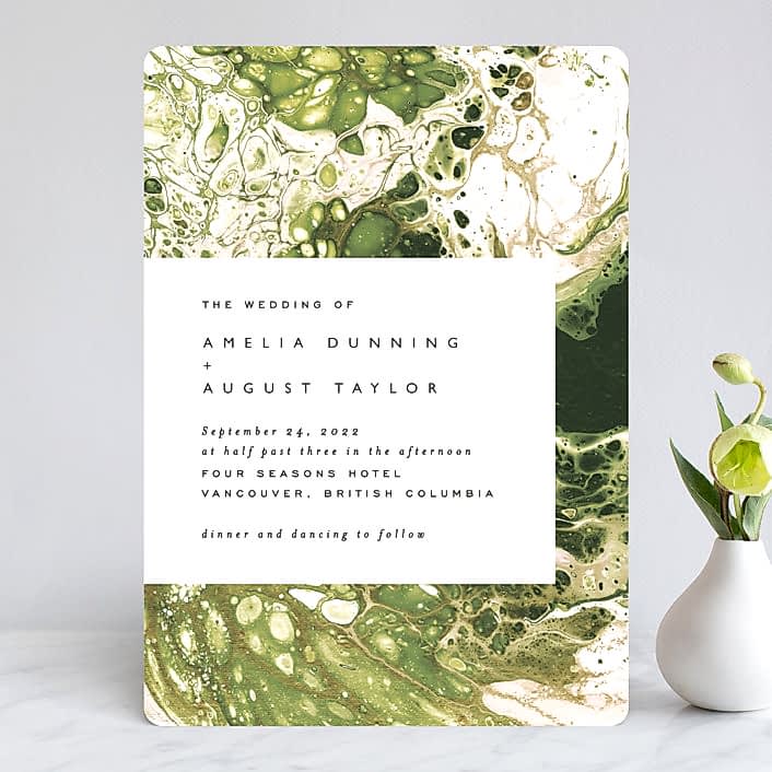 green wedding invitation