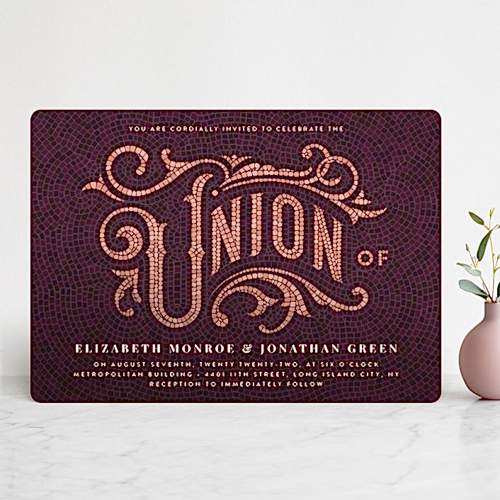 burgundy mosaic invitation