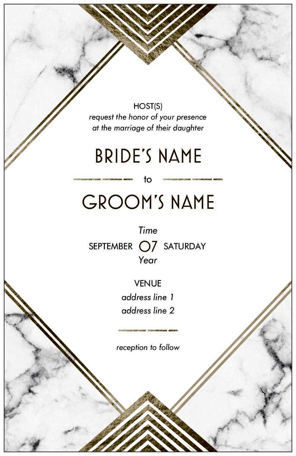 cheap wedding invitation in gatsby style