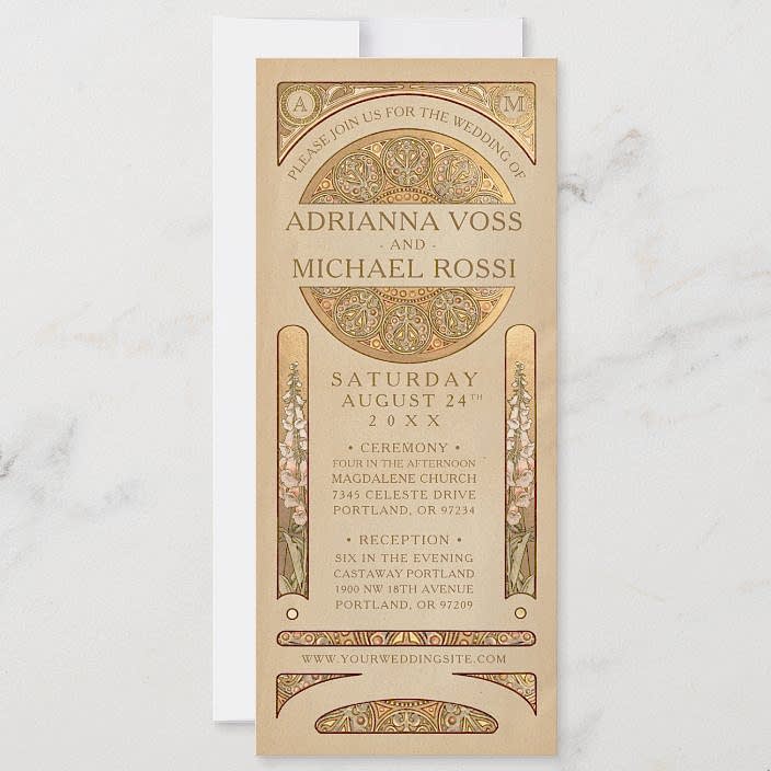art deco long invitation