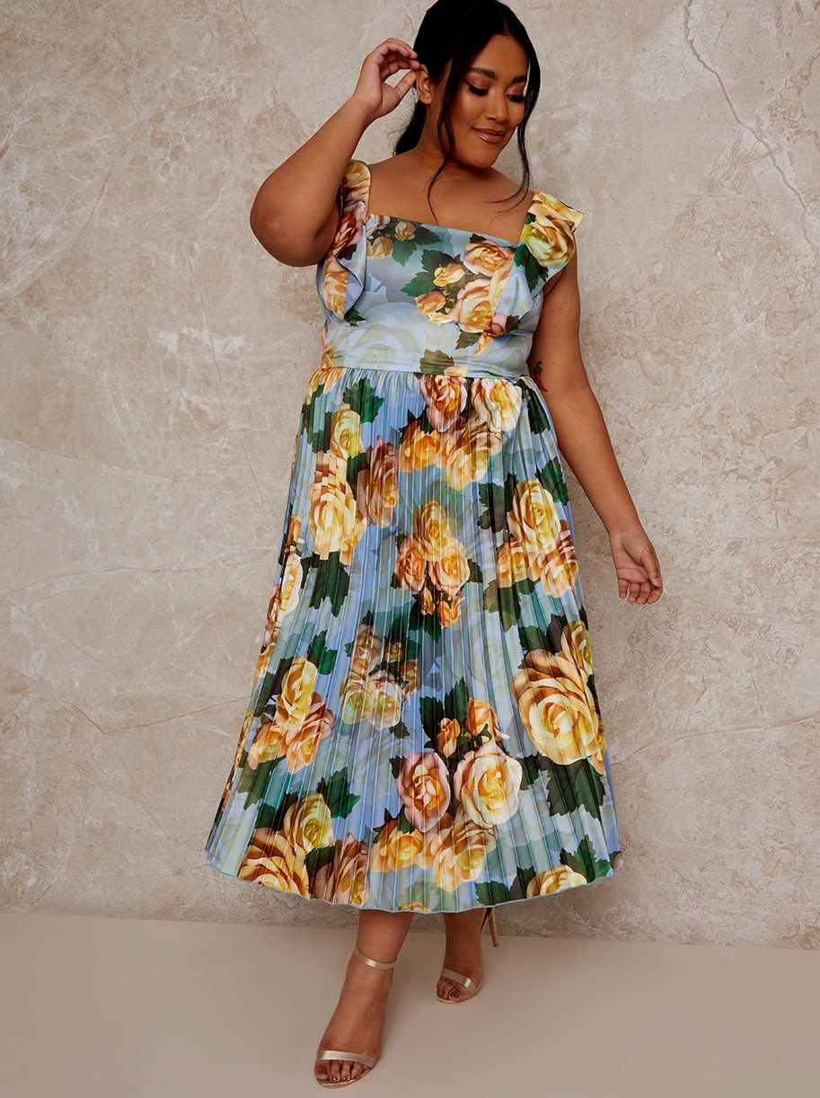 plus size floral summer wedding guest dress
