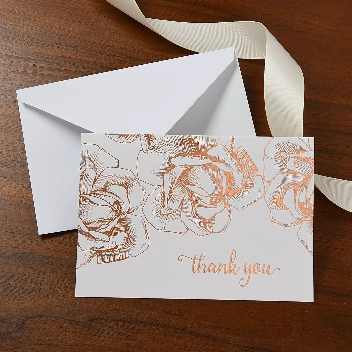 rose gold embossed flower card