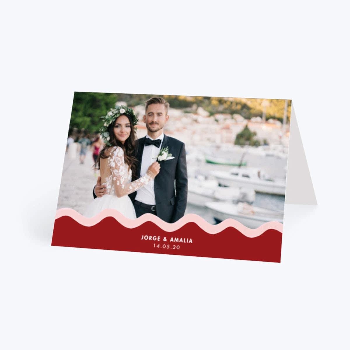 wavy wedding thank you card