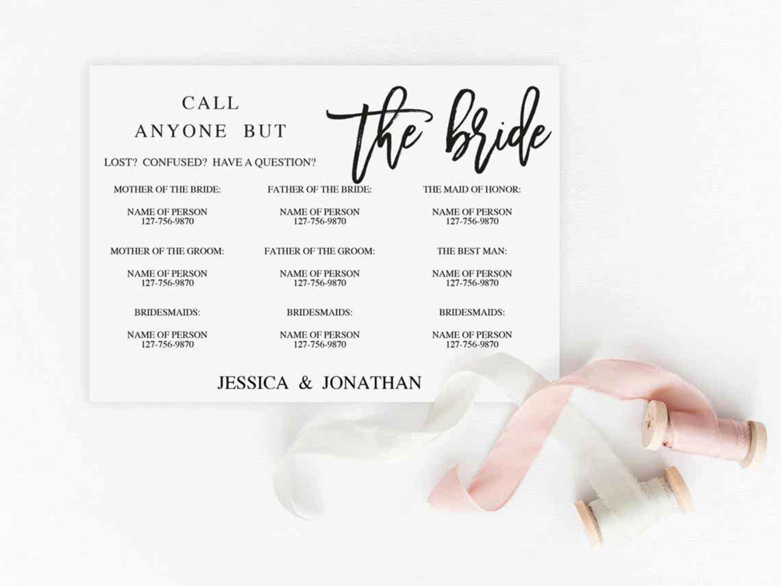 call anyone but the bride card