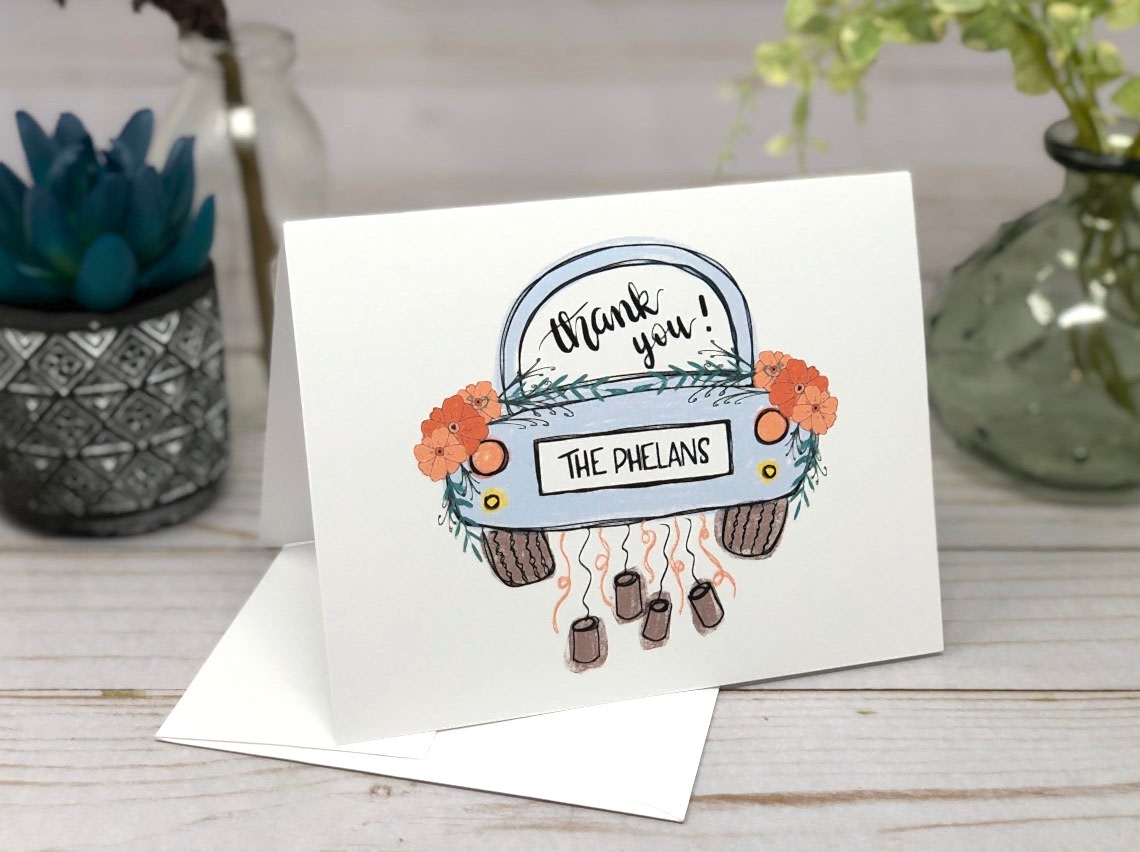 personalized getaway car card