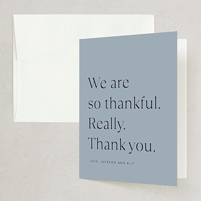 blue folded thank you card