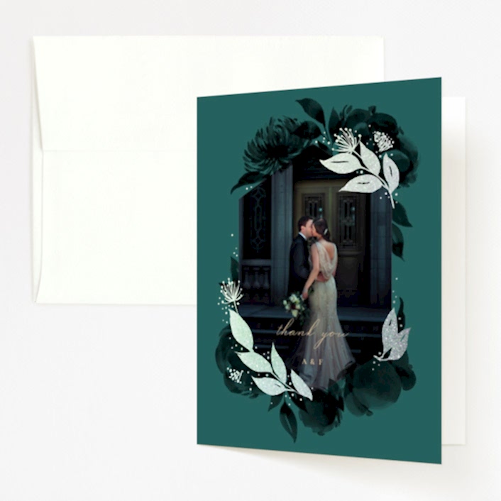 green floral photo card