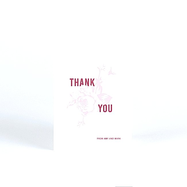 red rose wedding thank you card