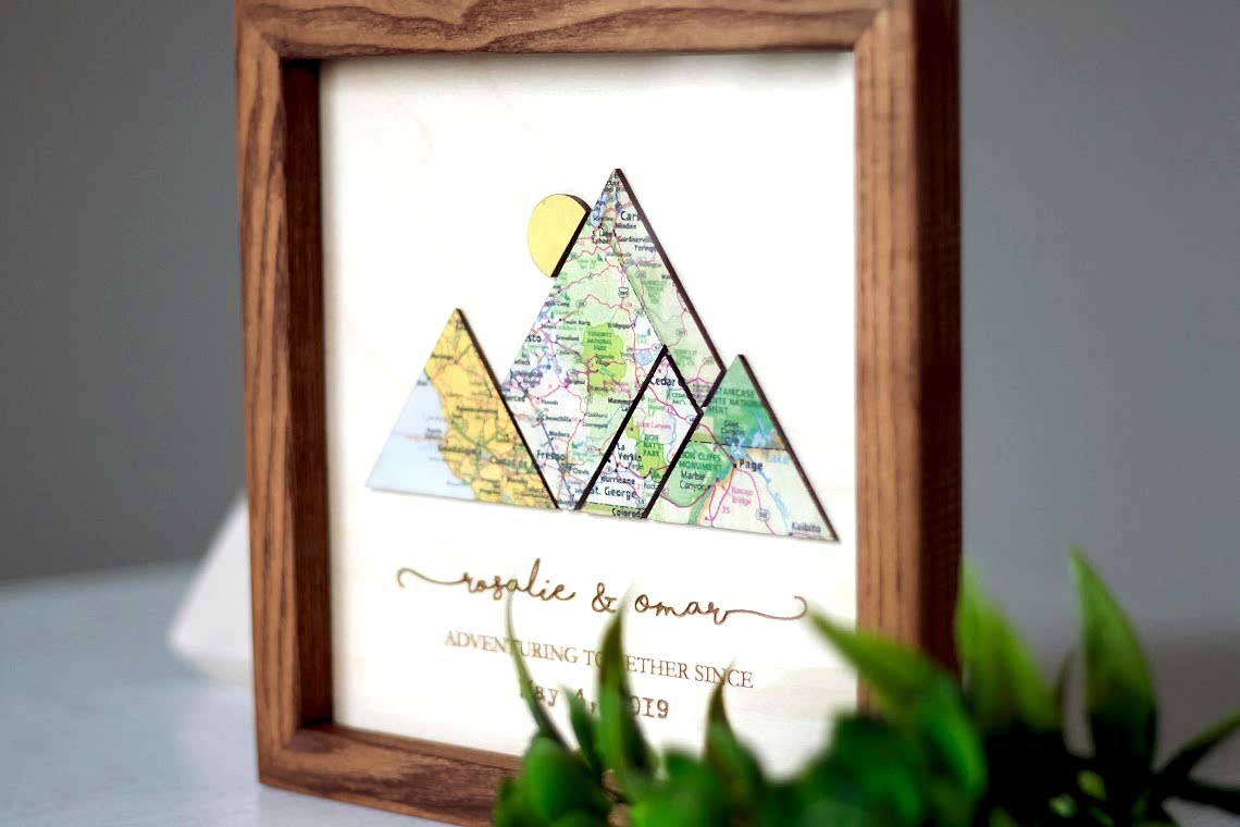 cutout map wood print