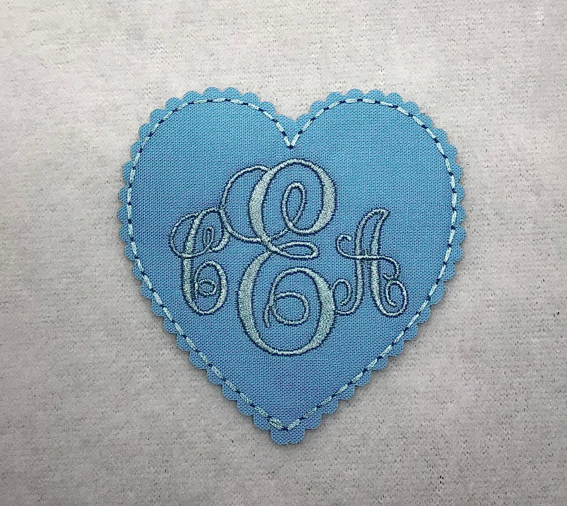 heart monogram patch
