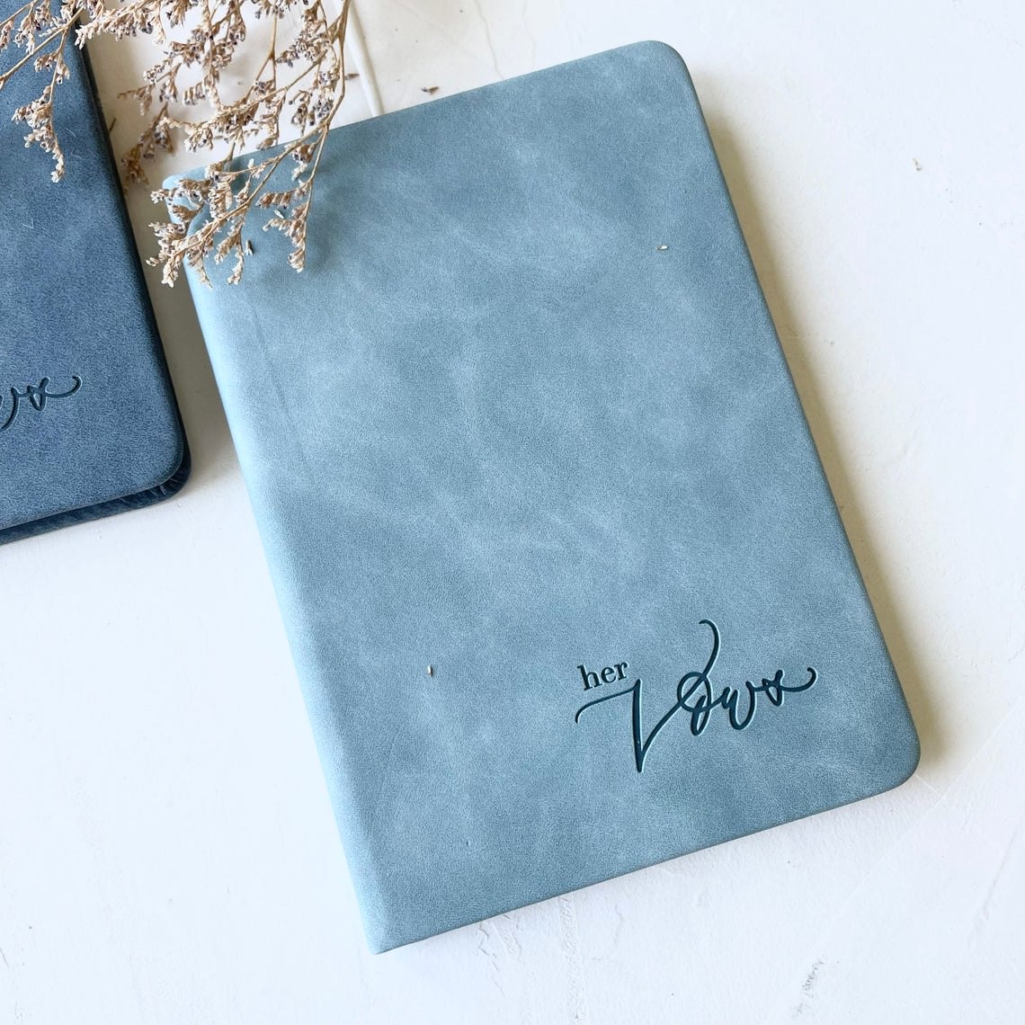 blue velvet suede vow books