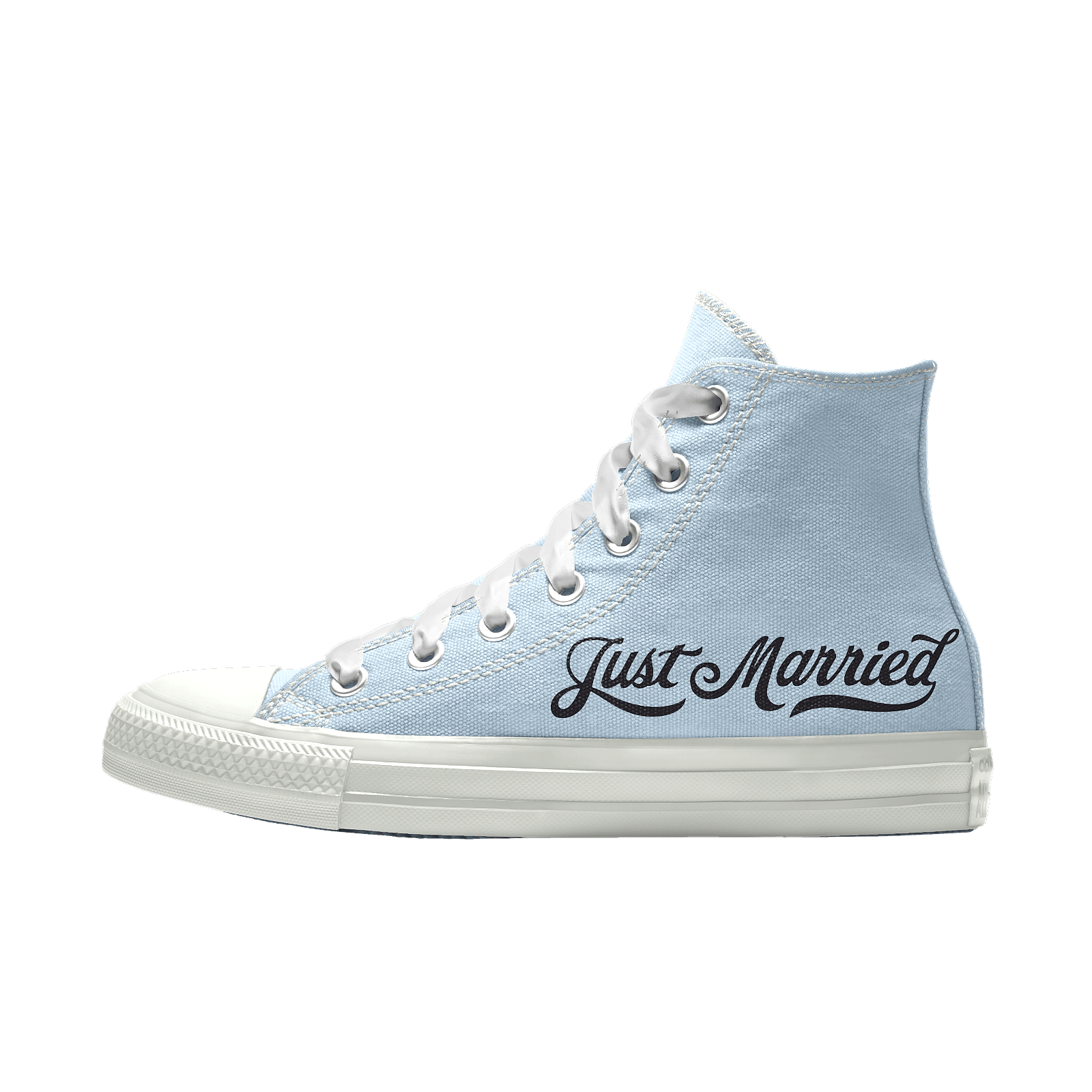 Just Married blue converse sneakers