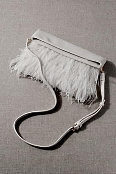 white feather purse