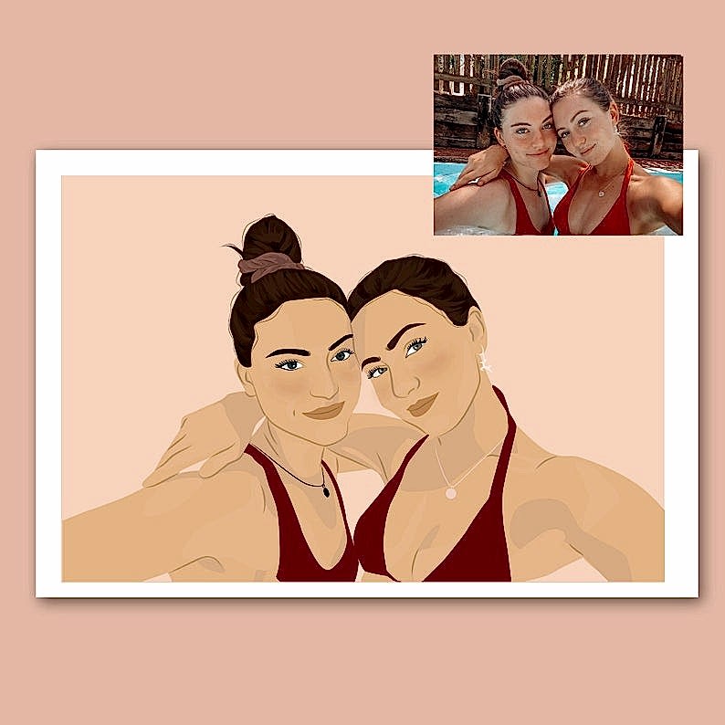 Image of a cartoon style illustration from a photo of two women