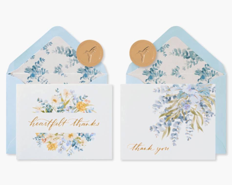 blue floral box card set