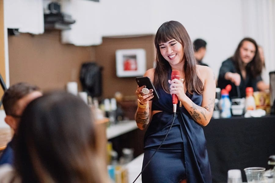 woman delivering maid of honor speech